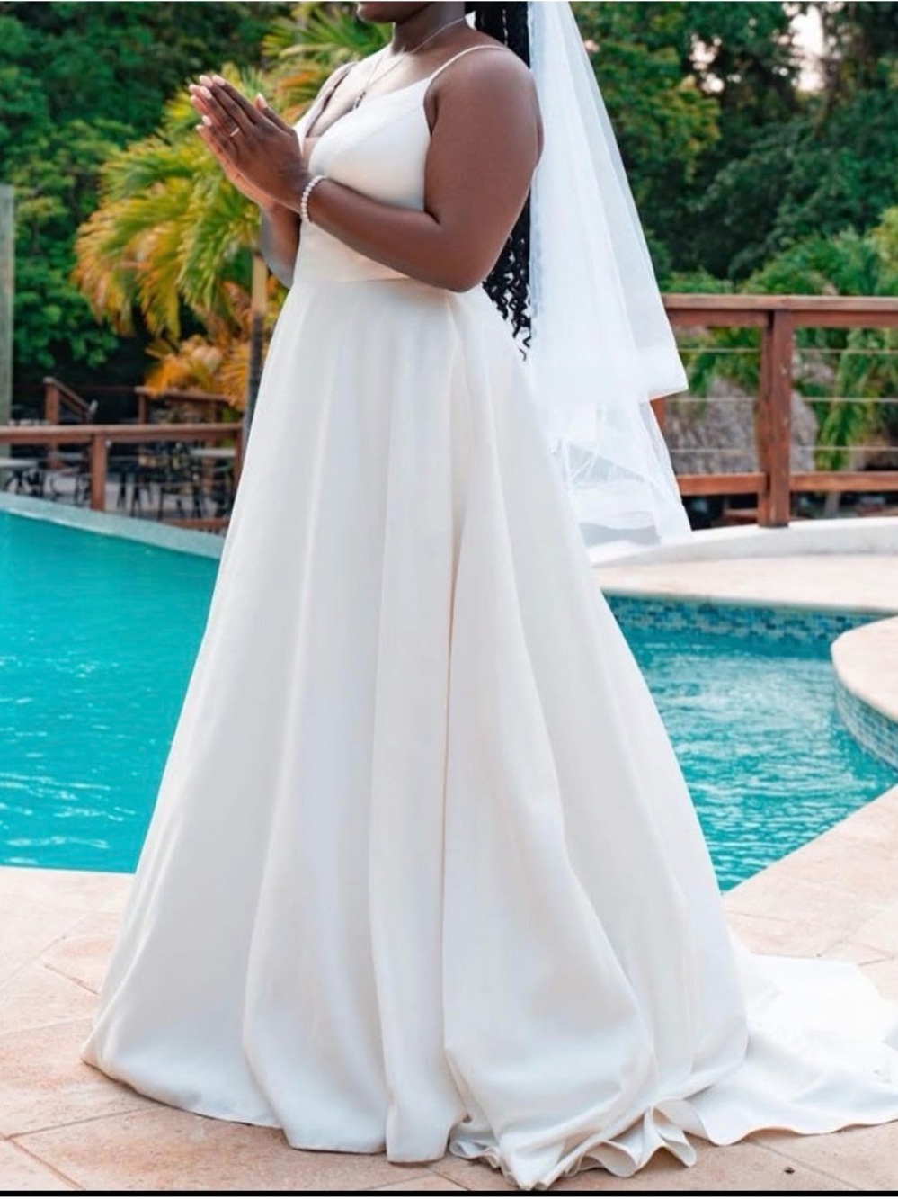 Essence of Australia Elegant White Satin A-Line Wedding Dress with Simple Bodice